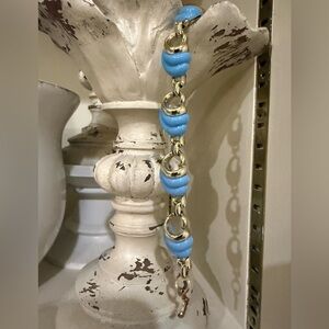 Elegant Gold and Turquoise Color Blue Chain Bracelet